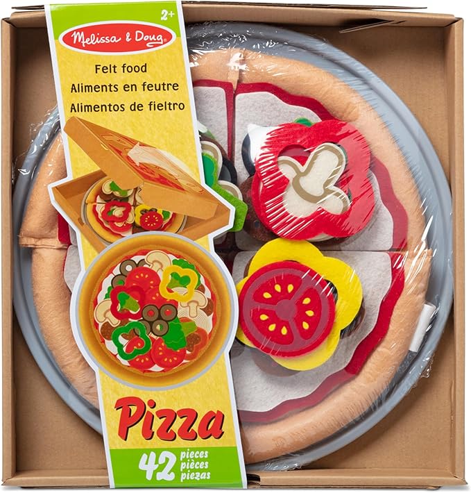 Melissa & Doug Felt Food Mix 'n Match Pizza Play Food Set (42 pcs) - Felt Pizza Play Set For Kids Kitchen, Pretend Play Pizza, Felt Pizza Toy For Toddlers And Kids Ages 2+