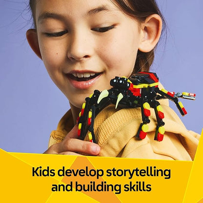 LEGO Creator 3 in 1 Wild Animals Surprising Spider Toy - Building Toy with 3 Build Options, Spider, Scorpion, or Snake - Animal Figures for Kids, Boys & Girls, Ages 7+ - Gift Idea for Birthday - 31159
