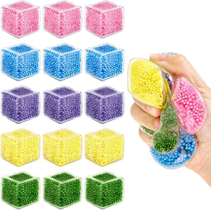 Hooqict 20Pcs Stress Cube Squishy Stress Balls Ice Cube Fidget Sensory Squeeze Toys Mini Squishies Squishy Cube for Kids Teen Adults Stress Relief Classroom Home Office