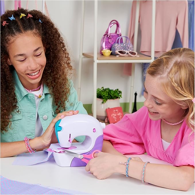 Cool Maker, Stitch ‘N Style Fashion Studio, Pre-Threaded Sewing Machine Toy with Fabric and Water Transfer Prints, Arts & Crafts Kids Toys for Girls