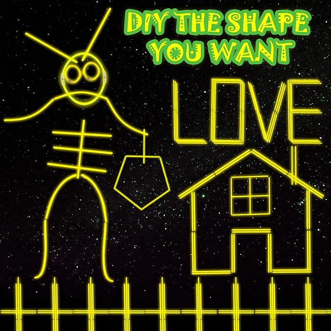 100 pk 8" Yellow Glow Sticks Bulk Party Favors, Light up Glow Necklaces & Bracelets in the Dark Party Supplies For Christmas Halloween Birthday Neon Party (100 * Yellow)