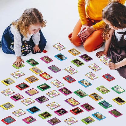 gisgfim 50 Pairs Memory Matching Game Famous Paintings Concentration Memory Matching Games for Adults Learning Educational Matching Game A Fun & Fast Artworks Theme Memory Matching Games