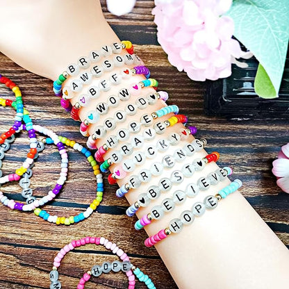 60 Pcs Colorful Friendship Bracelet Set for Girls Stretchy Bracelets for Kids and Women Beaded Friendship Bracelets for Teen Girls Party Favors