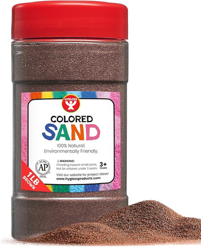 Hygloss Products Colored Play Sand - Assorted Colorful Craft Art Bucket O' Sand, Brown, 1 lb
