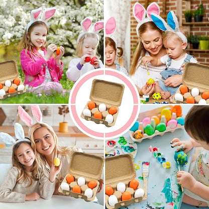 Newmemo Easter Wooden Eggs 6pcs Faux Fake Eggs Easter Decor Eggs Wooden Chicken Eggs Paintable Eggs for DIY Crafts Easter Egg Painting Chicken Coop Pretend Play Kitchen Toy Food Easter Basket Stuffers