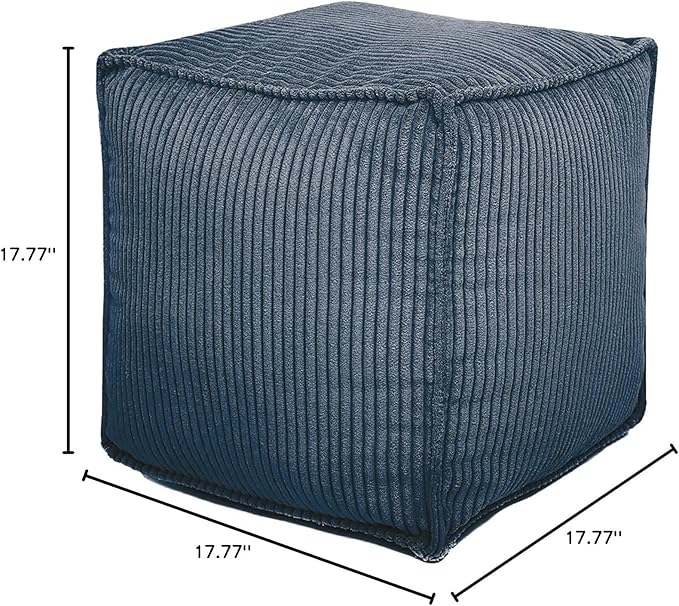 Louis Donné Unstuffed Pouf Ottoman Square Stylish Storage Empty Footrest Pouf Cover for Organizing and Decluttering Extra Clothes Blankets and Kids' Toys Greyish Blue (Only Cover)