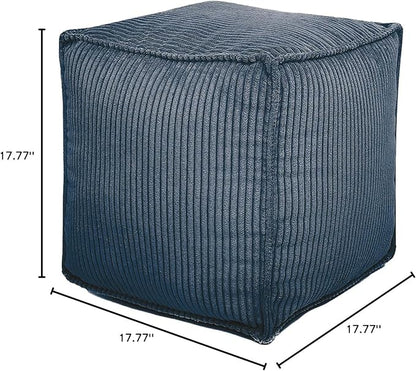 Louis Donné Unstuffed Pouf Ottoman Square Stylish Storage Empty Footrest Pouf Cover for Organizing and Decluttering Extra Clothes Blankets and Kids' Toys Greyish Blue (Only Cover)