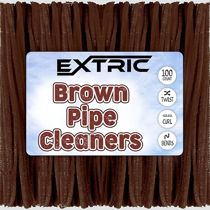 Pipe Cleaners Craft - 100 Pcs Brown Chenille Stems, 6mm x 12 Inch Fuzzy Sticks, Great for DIY Arts and Craft Projects and Decorations