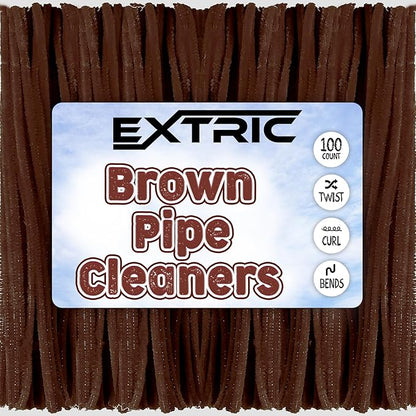 Pipe Cleaners Craft - 100 Pcs Brown Chenille Stems, 6mm x 12 Inch Fuzzy Sticks, Great for DIY Arts and Craft Projects and Decorations