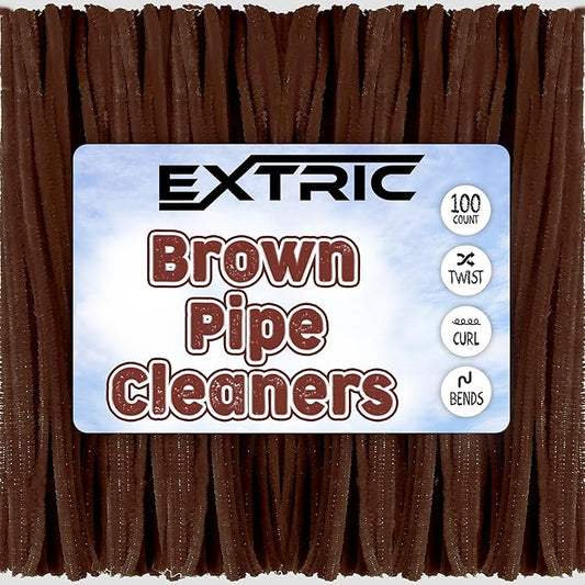 Pipe Cleaners Craft - 100 Pcs Brown Chenille Stems, 6mm x 12 Inch Fuzzy Sticks, Great for DIY Arts and Craft Projects and Decorations