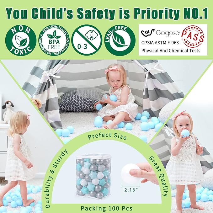 GOGOSO Ball Pit Balls for Toddles, Kids Plastic Balls for BallPit, Pool, Baby Party Accessories, Birthday Decoration 50 100 200 500 1000