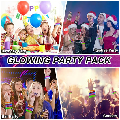 24 Pack Glow In The Dark LED Bracelets,Light Up Bracelets Glow Sticks,Birthday Carnival Neon Party Supplies for Kids Adults,8 Color Glow Sticks Bracelets,Light up Toys Halloween Party Favors