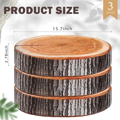 Coume 3 Pcs Wood Slice Pillow Round Floor Cushion 3D Digital Throw Pillow Decorative Tree Ring Soft Circle Seating for Kids Chair Home Couch Sofa Bedroom Decor(Emulation)
