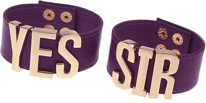 Coolcoco Adjustable Luxury Gold Letter Purple Leather Yes Sir Bracelet for Women Girls Prime Cosplay Accessory (2 Pieces/Set)