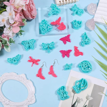 ORIGACH 12 Pcs Forest Animals Polymer Clay Cutters, Wildflowers Design Clay Cutters for Polymer Clay Jewelry Earrings with a Clear Storage Box