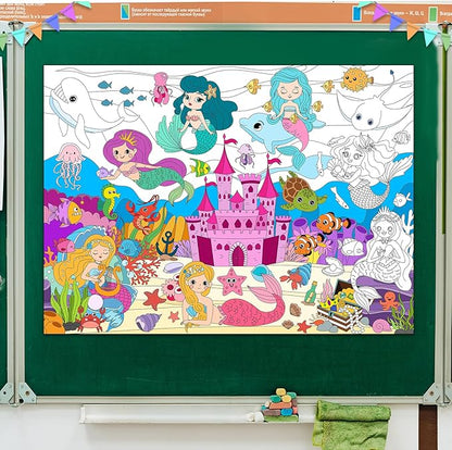 3Pack Giant Coloring Poster, Large Coloring Poster for Kids, Dinosaur, Mermaid, and Sea Animal Huge Big Coloring Page Craft with for Classroom Home Coloring Activities Birthday Gifts Party Favors