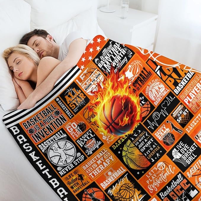 Basketball Throw Blanket - Soft Flannel Sports Basketball Blankets for Girls Boys Kids Pet Basketball Lovers - Warm Basketball Throw Blankets for All Season Sofa Lap, Chair - 40"x30"