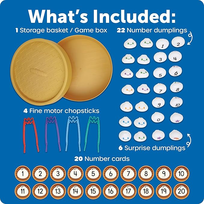 Learning Resources Dumpling Dash Fine Motor Math Game - Squishy Dumpling Toy, Montessori Counting Toys, Board Game, Play Food, Homeschool, Fine Motor Skills, Homeschool Preschool