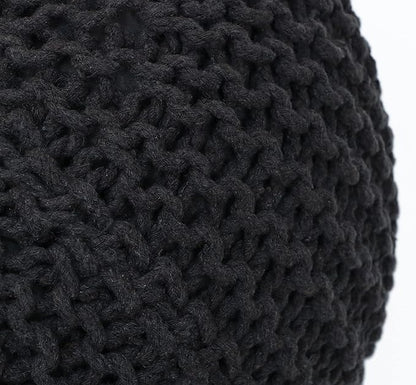 The Home Talk Poufs Ottoman - Home Décor Cord Pouffe for Couch 100% Cotton Hand Knitted Floor Chair - Small Foot Stool for Living Room, Nursery, Patio, Lounge, 18"x18"x14" - Dark Grey