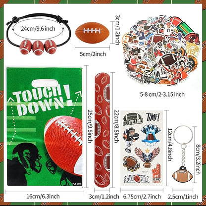 Kolewo4ever 295 Pieces Football Party Favors Football Themed Birthday Gift Goodie Bags Party Faovrs 24 Set Mini Foam Stress Balls,Slap Bracelet, Keychain, Charm Bracelets