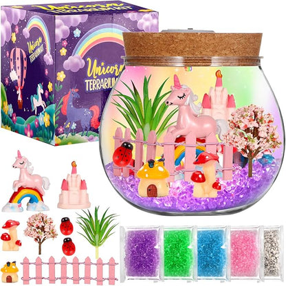 Atonofun Unicorn Terrarium Crafts Kit for Kids, LED Night Light Birthday Gift for Girls, Unicorn Toys for Girls, DIY Arts and Crafts Kit for Kids Girls Presents Ages 4 5 6 7 8-12 Year Old