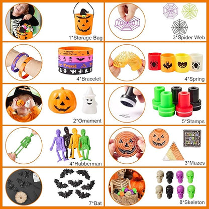 Halloween Party Favors 200Pcs Party Favor Toys in Bulk Goodie Bags Stuffers Return Gifts for Kids Birthday Party Favor Halloween Trick or Treat Classroom Party Supplies