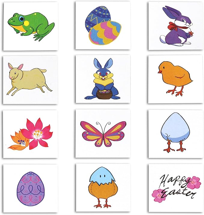 JOYIN Easter Crafts Assortment Kit with 500 Stickers, 144 Easter Shapes Adhesive, 60 Theme Temporary Tattoos and 6 Stampers (Over 700 Pcs) for Egg Basket Stuffers Fillers