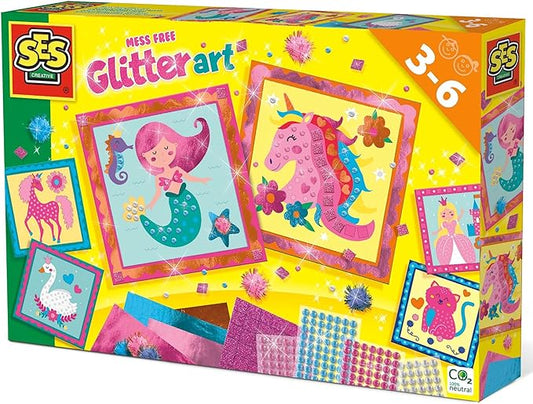 SES Creative: Mess-Free Glitter Art Set - 336 Shiny Foil Diamond & Glitter Foam Stickers, Sticker Cards & Pom Poms, DIY Crafts Kit, Toy Kids Ages 3+