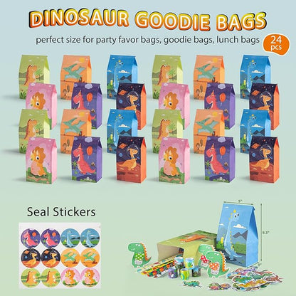 HURSROOR 196PCS Dinosaur Party Favors, Dinosaur Birthday Party Supplies for 24 Kids, Dinosaur Goodie Bags for Kids Birthday, Dinosaur Party Decorations Dino Party Favors for Boys Girls