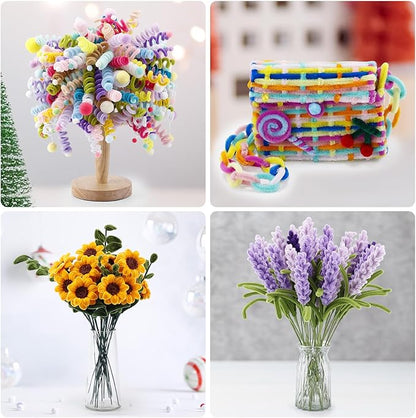 Caydo 3000 Pieces Pipe Cleaners 40 Assorted Colored Chenille Stems with 100 Pieces Wiggle Eyes for Art and Crafts, Children’s Craft Supplies (6 mm x 12 inch)
