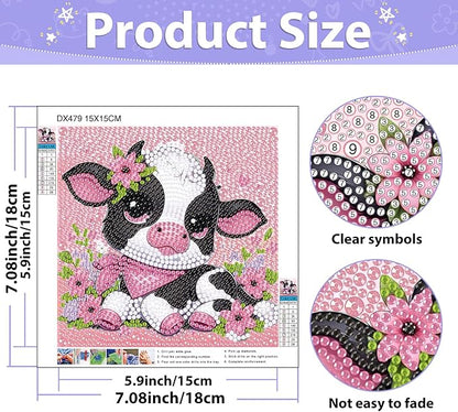 hkejoi 4 Pack Diamond Painting Kits with Box Animal Diamond Art Kits, Big Gem Diamond Painting Arts and Crafts Painting Kit for Gift Home Decor 6x6inch