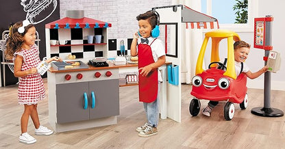 Little Tikes Real Wood Drive-Thru Diner Wooden Play Kitchen with Realistic Lights Sounds and Multi-Sided, 40+ Accessories Set, Gift for Kids, Toy for Girls & Boys Ages 3 4 5+ Years(Multi color)