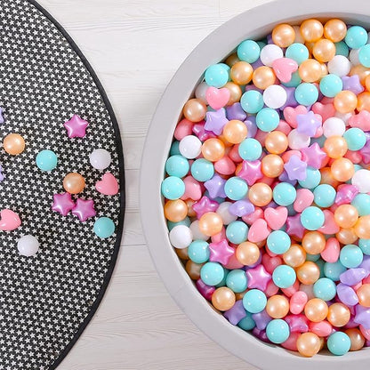 GOGOSO Shape Ball Pits Balls, Star Heart Plastic Play Balls for Toddlers Kids Children, DIY Giant Friendship Bracelet Banner