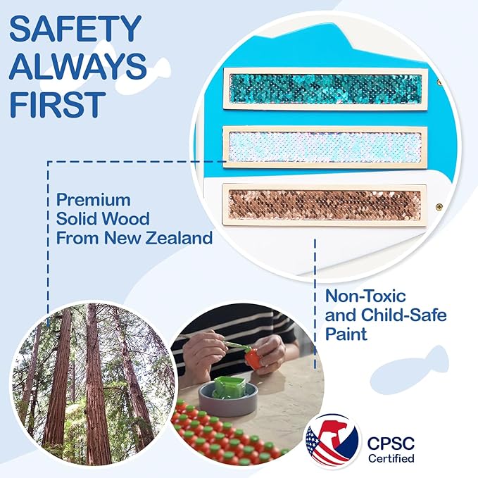 Monläurd® Shark Montessori Busy Sensory Educational Activity Cube, Wall Furniture, Interactive Wooden Learning Toys for Boys and Girls 6M+