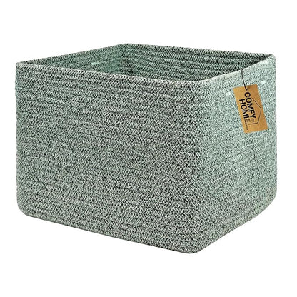 COMFY-HOMI Square Woven Cotton Rope Basket for Organizing, Gift Baskets for Handles, Empty Gift Baskets, Toy Basket for bins|13.5" x 11" x 9.5" home decor for Living Room, Bathroom