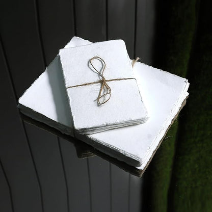 50 Pack Cotton Watercolor Paper with Deckle Edge 200 GSM Rough Textured Watercolor Paper for Writing (Off White, 9 x 12)