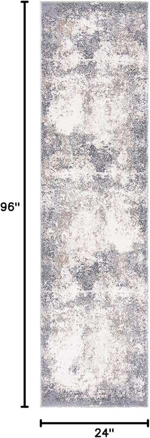 SAFAVIEH Aston Collection Runner Rug - 2' x 8', Grey & Ivory, Modern Abstract Design, Non-Shedding & Easy Care, Ideal for High Traffic Areas in Living Room, Bedroom (ASN707F)