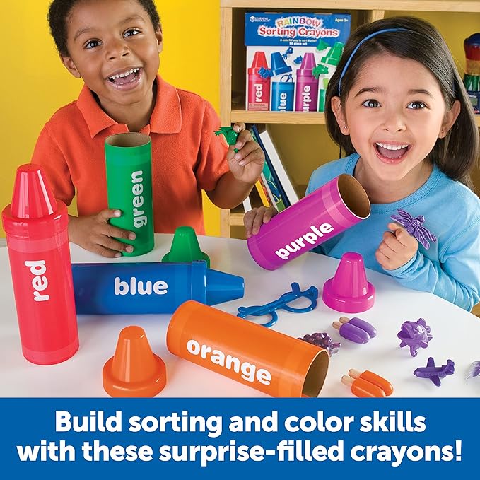 Learning Resources Rainbow Sorting Crayons - 56 Pieces, Ages 3+ Kids Crayons, Early Color Recognition & Sorting, Toddler Sort and Stacking Toys