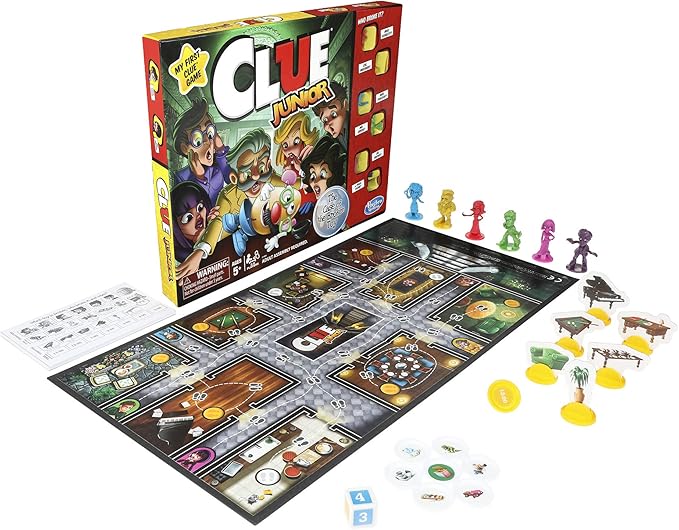 Hasbro Gaming Clue Junior Board Game for Kids Ages 5 and Up, Case of The Broken Toy, Classic Mystery Game for 2-6 Players
