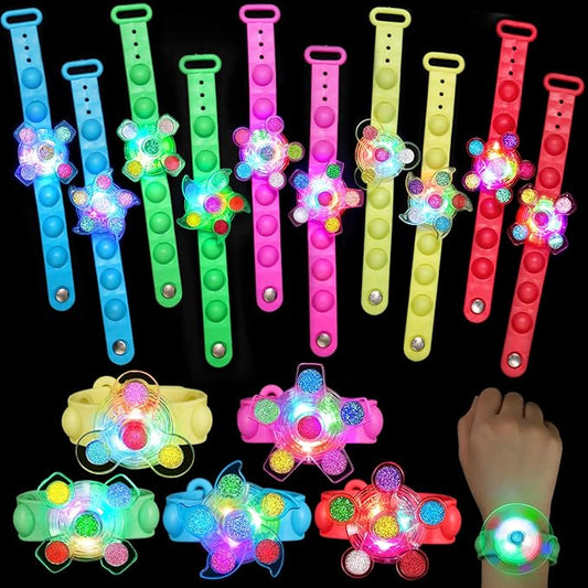 25 Pack Party Favors for Kids 3-5 4-8 8-12 Light Up Bracelets Valentines Day Gifts Goodie Bags Stuffers for Kids Girls Boys Treasure Box Toys Classroom Prizes Glow in the Dark Bracelets New Year Gifts