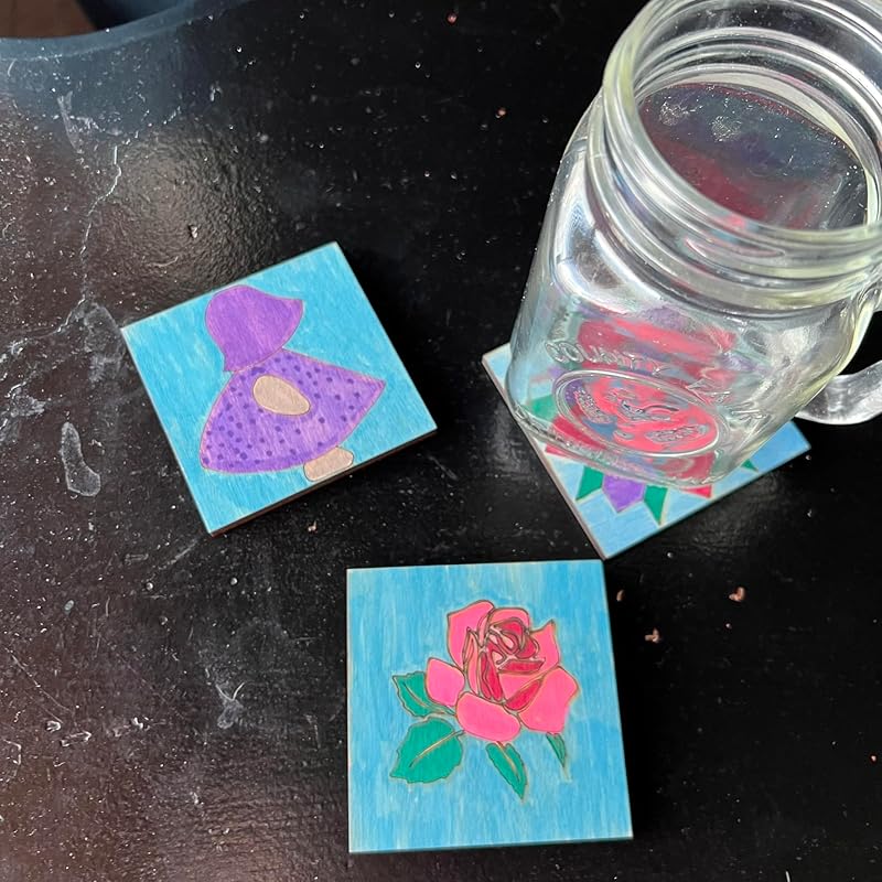 Set of 4 Mini Quilt Block Pattern, Wood Barn Star DIY Kits for Adults, Tiny Wall Hanging Do It Yourself Painting Craft Kits (Boho)