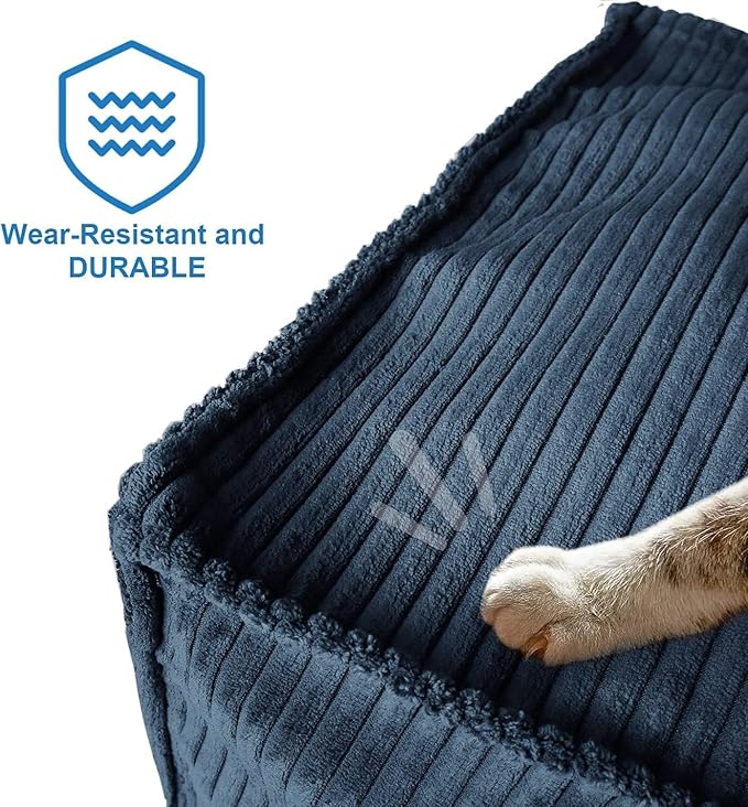 Louis Donné Unstuffed Pouf Ottoman Square Stylish Storage Empty Footrest Pouf Cover for Organizing and Decluttering Extra Clothes Blankets and Kids' Toys Greyish Blue (Only Cover)