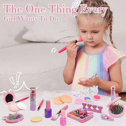 Kids Makeup Kit for Girl - Washable Non Toxic Kid Make Up Toys, Little Girls Play Makeup Set, Kids Toy for Toddlers Children Princess, Christmas Birthday Gift for 4 5 6 7 8 9 10 Year Old Girl