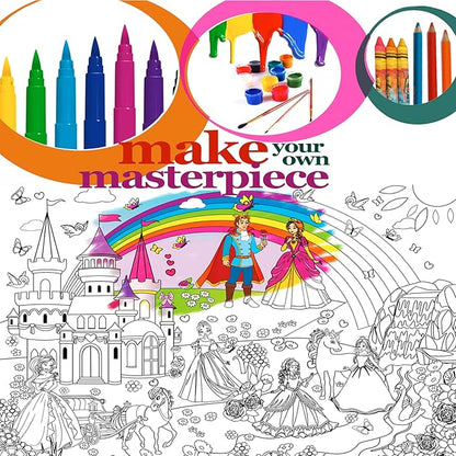 ALEX Art Jumbo Coloring Poster Princess with Markers - Giant Coloring Pages for Kids - Wall Coloring Posters for Kids - Large Coloring Sheets - Super Huge Coloring Poster - Big Coloring XL Floor Size