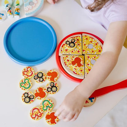 Melissa & Doug Mickey Mouse Wooden Pizza and Birthday Cake Set (32 pcs) - Play Food