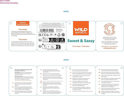 Wild Republic Triceratops Plush, Stuffed Animal, Plush Toy, Gifts for Kids, Sweet & Sassy 12 Inches