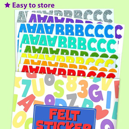 KRAFUN Felt Sticker Kit for Beginner Toddlers, Kids Arts & Crafts, Pack of 600 Assorted Scrapbook Stickers Alphabets, Numbers, Fun Shapes, Preschool, Children Early Learning, self Adhesive