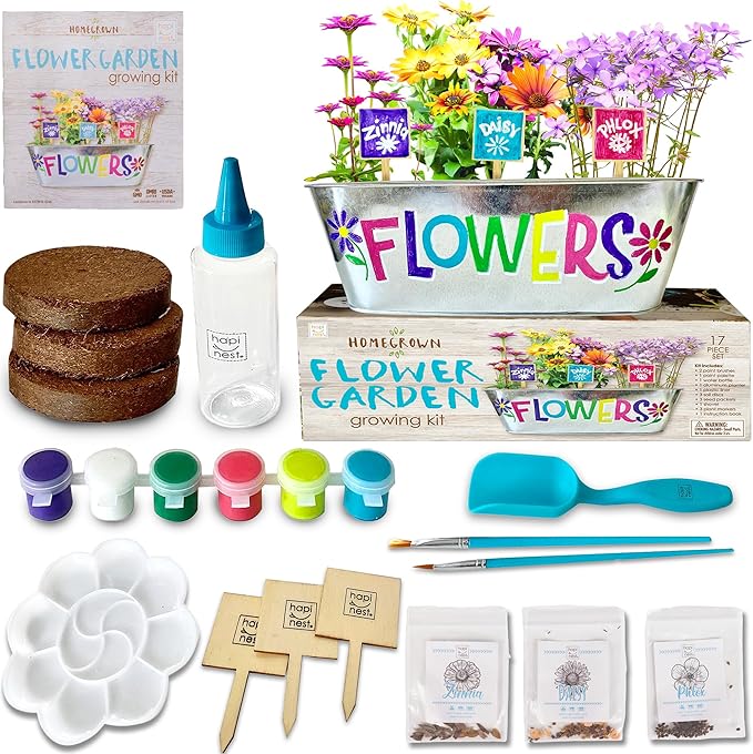 Hapinest Flower Garden Growing Kit Kids Gardening Crafts Gifts for Girls and Boys Ages 6 7 8 9 10 11 12 Years Old and Up