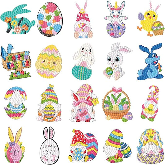 5D DIY Diamond Art Painting Stickers Kits for Kids, Diamond Mosaic Stickers by Numbers Kits Crafts Set for Children, Boys and Girls,Creative Handmade Art Craft Gift (Easter-3)