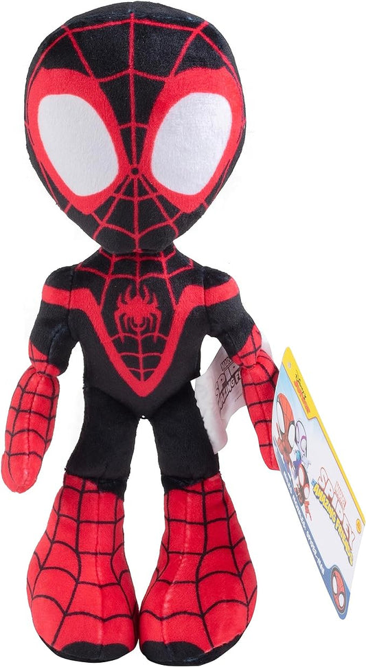 Marvel Spidey and His Amazing Friends 8" Miles Morales/Spin Plush - Spider-Man Stuffed Animal Toy Figure - Officially Licensed - Spider-Verse Valentine's Day Gift for Kids, Boys, Girls - 8 Inches